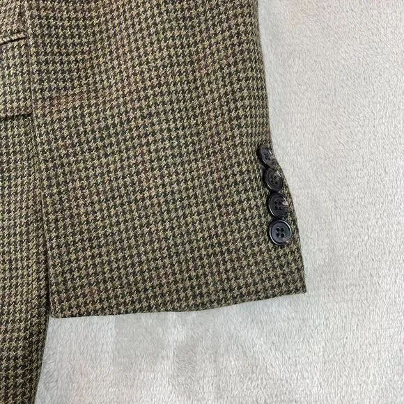 Lauren Ralph Lauren Sport Coat Blazer Men 42L Wool Brown Houndstooth‎ 2 Button